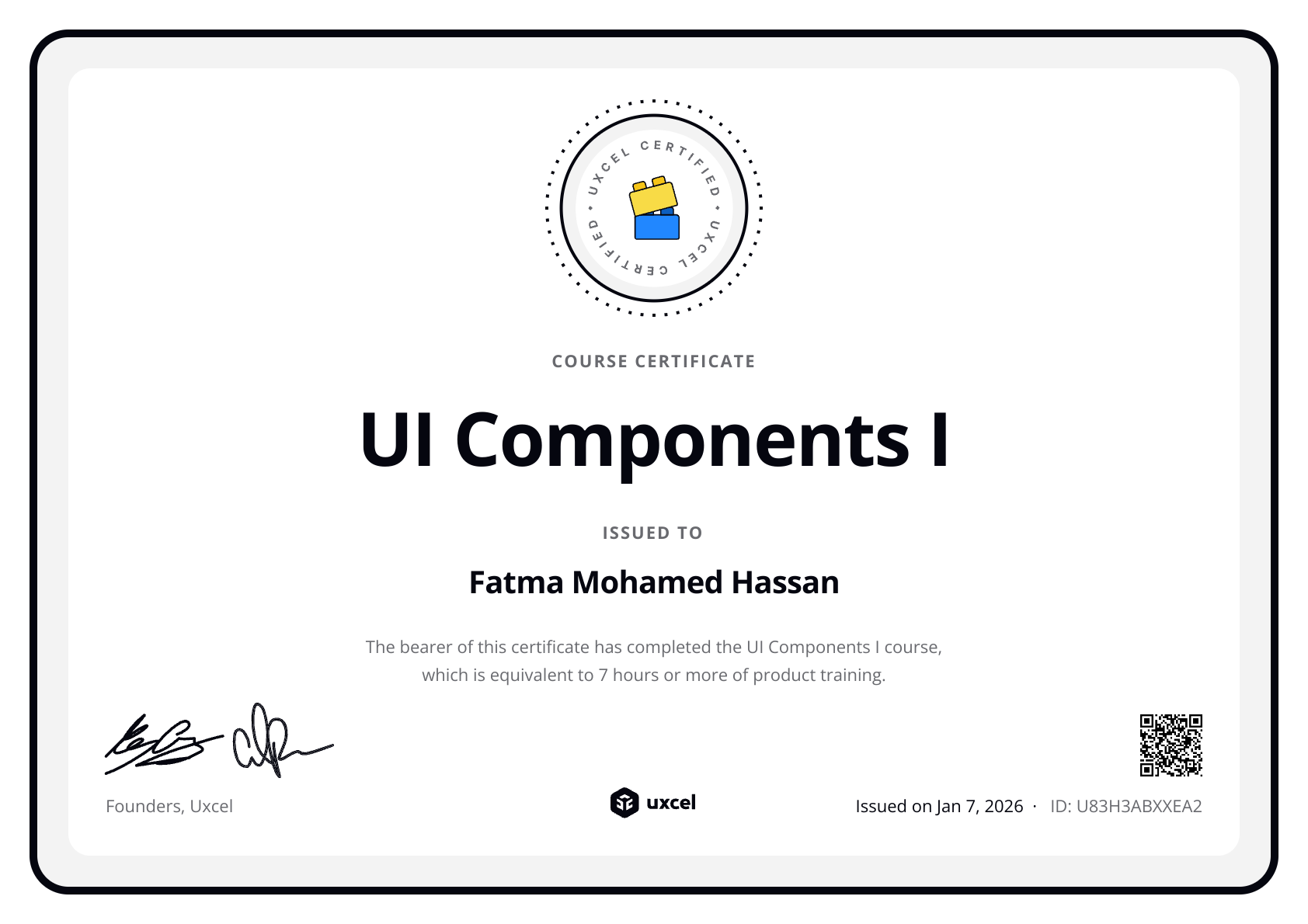Fatma Mohamed Hassan's certificate